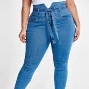 Fashion to Figure Ultra High Rise Tie Front Skinny Jean